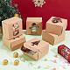 ベネクリート ブラウン クリスマス クッキー ボックス 24 パック  クッキーグッズ用のクリスマスデコレーションシェイプウィンドウ付き3.94x3.94x2.48インチクラフト厚紙箱  キャンディー  パーティーの記念品 CON-BC0007-08-4