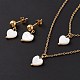 Synthetic Shell Heart Pendant Double Layer Necklaces and Dangle Stud Earrings SJEW-F217-05B-G-3
