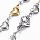 Set di gioielli a due anelli in acciaio inossidabile con catena a cuore SJEW-H103-12GP-4