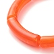 Bracelet extensible perlé tube incurvé acrylique imitation pierre gemme BJEW-JB07965-6