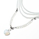 2Pcs 2 Style Opalite Heart Pendant Necklaces Set NJEW-JN04068-5