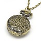 Alloy Flat Round with Bird Pendant Necklace Pocket Watch WACH-N011-70-3