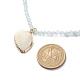 Natural Aquamarine & Lava Rock Beaded Necklace with Brass Charm NJEW-JN03997-6