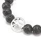 2Pcs 2 Style Natural Lava Rock & Synthetic Hematite Round Beaded Stretch Bracelets Set with Alloy Peace Sign BJEW-JB08311-8