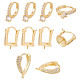 BENECREAT 10Pcs 3 Style Brass Micro Pave Clear Cubic Zirconia Hoop Earring Findings KK-BC0011-47-1