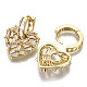 Brass Micro Pave Clear Cubic Zirconia Dangle Huggie Hoop Earrings EJEW-S208-115-NF-2