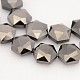 Hexagon Electroplate Black Plated Glass Beads Strands EGLA-P015-F12-2