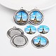 Antique Silver Alloy Pendant Cabochon Bezel Settings and Eiffel Tower Printed Glass Cabochons TIBEP-X0173-01-1