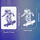 Fingerinspire astronauta su skateboard pittura stencil 8.3x11.7 pollice skater spaceman disegno modello riutilizzabile di plastica scava fuori stencil fai da te mestiere per dipingere sulla parete mobili in legno DIY-WH0396-390-2