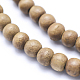 Fili di perle di legno di canfora naturale WOOD-P011-10-10mm-3