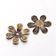 Tapas de abalorios de flor de hierro de bronce antiguo X-E040Y-NFAB-2