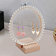 Retro Round Wooden Lace Fabric Earring Display Stands EDIS-WH0029-82-5