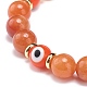 Bracelet extensible perlé rond en aventurine rouge naturelle et lampwork BJEW-JB08713-04-4