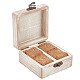 木製フィンガーリングボックス  ロック付き  フリップボックス  単語mr＆mrsの長方形  アンティークホワイト  10.7x10.05x5.1cm OBOX-WH0007-15-1