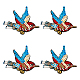 鳥ポリエステル刺繍アイロン接着アップリケ  スパンコール/パイレットビーズパッチ  ミシンクラフト装飾  レッド  112x127x6.5mm PATC-WH0008-35-1