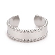 304 anillo de puño abierto plano de acero inoxidable para mujer RJEW-C025-10P-2