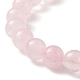 Braccialetto elasticizzato con perline rotonde in quarzo rosa naturale e cuore e patatine BJEW-TA00194-5