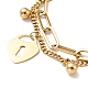 Bracelet multirangs charm cadenas et boule ronde BJEW-G639-19G-2