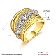 真鍮製マイクロパヴェキュービックジルコニア指輪指輪  ワイドバンドリング  透明  ゴールドカラー  サイズ7  内径：17.3mm RJEW-BB39437-G-7-3