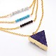 4-Layer Golden Tone Iron Chain & Electroplated Triangle Natural Druzy Agate Crystal Brass Pendants Tiered Necklace NJEW-JN01202-4