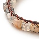Cube Natural Agate Braided Beaded Bracelet with Alloy Tree of Life BJEW-JB08250-06-4