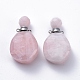Colgantes de frascos de perfume de cuarzo rosa natural facetados que se pueden abrir G-E564-08B-P-2