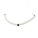 Collana da donna con croce in onice nero naturale e perle finte acriliche NJEW-JN04218-4