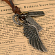 Adjustable Leather Cord Alloy Wing Pendant Necklaces For Men NJEW-k031-22-2