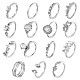 15Pcs 15 Style Crystal Rhinestone Teardrop & Horse Eye & Leaf Finger Rings JR938A-1