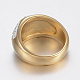 イオンプレーティング（ip）304ステンレスフィンガー指輪  ワイドバンドリング  ポリマークレイラインストーン付き  ゴールドカラー  サイズ7  17mm RJEW-H125-73G-17mm-3