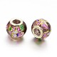 Flower Picture Printed Glass European Beads GPDL-J029-A07-1