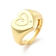 Регулируемое кольцо для женщин с латунным покрытием в виде сердца RJEW-E064-02G-1