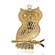Halloween Owl Golden Plated Alloy Enamel Rhinestone Big Pendants ENAM-J212-03G-2