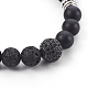 Braccialetti elasticizzati con perline di pietra lavica naturale e agata nera naturale (tinta). BJEW-JB04005-03-2