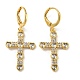 Cross Real 18K Gold Plated Brass Dangle Leverback Earrings EJEW-A033-01G-02-1
