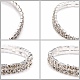 ガールフレンドの結婚式のダイヤモンドのブレスレットのバレンタインデーに贈り物  2行ストレッチラインストーンブレスレット  真鍮  銀色のメッキ  約7.5~8 mm幅  5センチ内径 B115-2-3
