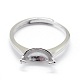 Adjustable Rhodium Plated Sterling Silver Ring Components STER-I016-008P-2