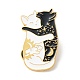 猫のエナメルピンを抱き締める  バックパックの服のための動物の合金のブローチ  ゴールドカラー  ブラック  35.5x22x1mm ENAM-B046-24-1