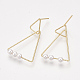 Brass Dangle Stud Earrings KK-S348-413-2