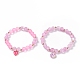 Ensemble de bracelets extensibles en perles rondes en verre de style 2pcs 2 BJEW-JB08106-01-2
