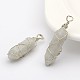 Bullet Natural Labradorite Wire Wrapped Pointed Pendants G-M225-09P-1