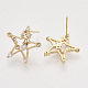 Brass Micro Pave Clear Cubic Zirconia Stud Earring Findings X-KK-T054-58G-NF-2