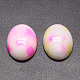 染色された楕円形の天然なヒスイのカボション  ピンク  14x10x4.5mm G-K021-14x10mm-08-1
