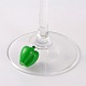 Résine tendance poivron vert breloques de verre à vin AJEW-JO00006-09-2
