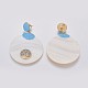 Shell Dangle Stud Earrings EJEW-F230-15G-3