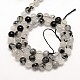 Pierre naturelle perles rondes de quartz rutile noir brins G-E251-30-8mm-3