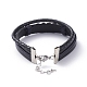 (Jewelry Parties Factory Sale)Unisex Retro Leather Cord Multi-strand Bracelets BJEW-JB04862-01-4