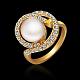 Real 18K Gold Plated Tin Alloy Round Imitation Pearl Finger Rings For Party RJEW-BB14202-8G-1-2