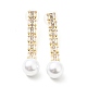 Clous d'oreilles pendants en cristal avec strass et perle d'imitation EJEW-C037-02A-LG-3