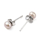 Orecchini a bottone con perle rotonde di perle naturali EJEW-E298-01A-03P-2